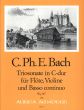 Bach Triosonate C-dur Wq 147 Flöte[Oboe/Violine]-Violine-Bc (Part./Stimmen) (Herausgegeben von Manfredo Zimmermann)