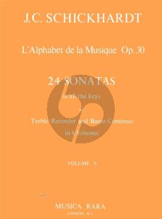 Schickhardt L'Alphabet de La Musique Op.30 - 24 Sonatas Vol.5 No.17-20 Treble Recorder and Bc (Edited by Paul J. Everett)