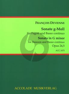 Devienne 6 Sonaten Op.24 No.5 g-moll Fagott-Bc (Jörg Dähler)