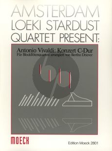 Vivaldi Konzert C dur 9nach RV 443) Blockfloten Quartett AATB Partitur und Stimmen (herausgegeben von Bertho Driever) (Reihe: Amsterdam Loeki Stardust Quartet present)