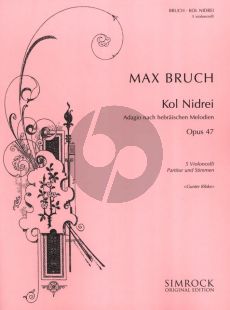 Bruch Kol Nidrei Op.47 for 5 Violoncellos Score and Parts (arr. G.Ribke)