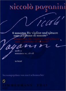 Paganini 6 Sonaten fur Violine und Gitare Vol.2 (aus Centone di Sonate- Sonaten 16-18) (Herausgegeben von Kurt Schumacher)