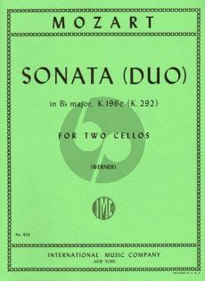 Mozart Sonata B-flat major KV 292 (196c) 2 Violoncellos (Werner)