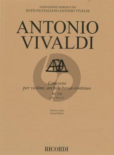 Vivaldi Concerto g-minor RV 324 (Op.VI/1) Violin-Strings-Bc Score (edited by Alessandro Borin)