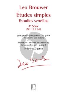 Brouwer Etudes Simples / Estudios Sencillos Vol.4 (Etude No.16-20) pour Guitare (Edition par Frederic Zigante)