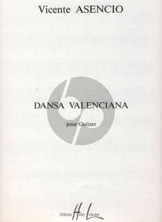 Asencio Dansa Valenciana pour Guitare