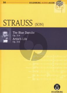 An der schone blauen Donau Op.314 with Kunstler Leben Op.316 Orchestra Study Score with Audio CD