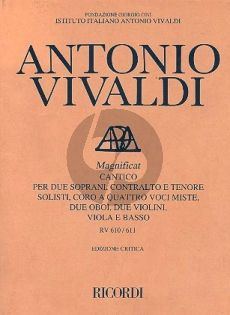 Vivaldi Magnificat RV 610 - 611 2 Soprani-Alto-Tenore-SATB- 2 Oboes- 2 Vi-Va-Bc (Score) (Edizione Critica Talbot)