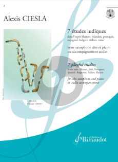 Ciesla 7 Playful Studies for Alto Saxophone and Piano Book with Audio Online (in the styles: Klezmer, Irish, Portuguese, Spanish, Bulgarian, Italian, Russian)
