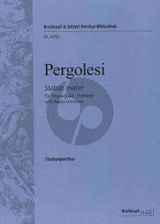 Pergolesi Stabat Mater Soprano-Alto-Strings-Bc Study Score (edited by Helmut Hucke)