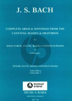 Bach Complete Arias & Sinfonias from Cantatas- Masses-Oratorios Vol.6 Tenor-Flute and Bc (Score/Parts) (edited by Sven Hansell and Richard Hervig)