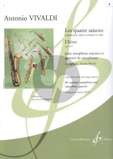 Vivaldi Les quatre saisons - L'Hiver Op.8 No.4 Soprano Saxophone and Saxophone Quartet (Score/Parts) (transcr. Nicolas Prost)