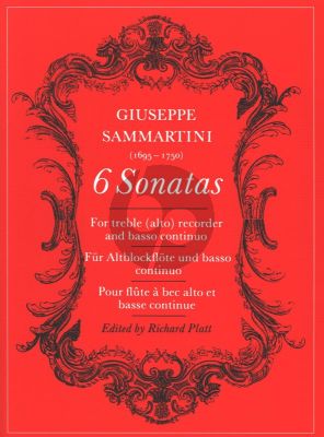 Sammartini 6 Sonatas for Treble Recorder and Bc (edited by Richard Platt)