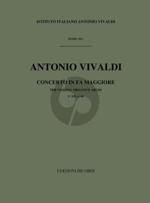 Vivaldi Concerto F majorF.XII No. 41 Violin-Organ and Strings (Full Score) (Gian Francesco Malipiero)
