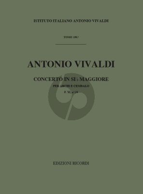 Vivaldi Concerto B-flat major RV 167 F. XI No. 24 Strings and Bc score (Score) (edited by G.F. Malipiero)