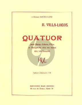 Villa-Lobos Quatuor Harp.-Celesta-Flute-Saxophone alto with Voice (Study Score)