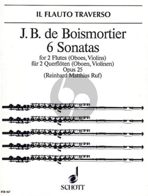 Boismortier 6 Sonatas Op. 25 2 Flutes (or Violins / Oboes) (edited by R.M.Ruf) (Grade 3)