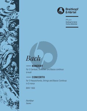 Bach Konzert d-moll BWV 1063 3 Cembali-Streicher-Bc Partitur
