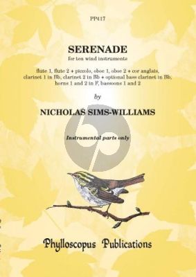 Sims-Williams Serenade 2 Fl.-Ob.-Cor Angl.- 2 Clar.[Bb]- 2 Horns[F]- 2 Bns. (Parts)