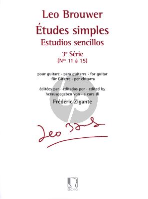 Brouwer Etudes Simples / Estudios Sencillos Vol.3 (Etude No.11-15) pour Guitare (Edition par Frederic Zigante)