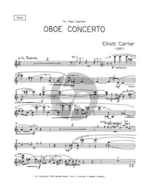 Carter Concerto Oboe and Orchestra Oboe solopart