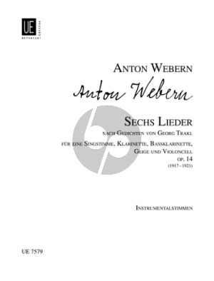 Webern 6 Lieder Op.14 Sopr.-Clar.-Bass Clar.-Vi.-Vc. Parts