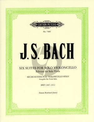 Bach 6 Suites for Viola BWV 1007 - 1012 (orig. violoncello) (edited by Simon Rowland-Jones) (Peters)