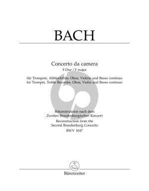 Bach Concerto da Camera F-major after BWV 1047 (Trp.[F]-Treble rec.-Ob.-Vi.-Bc.) (after Brandenb.Conc. No.2) (Score/Parts) (Bar.)