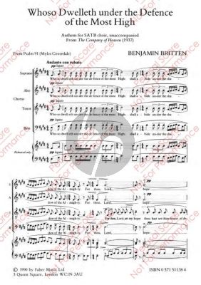 Britten Whose Dwelleth under the Defence of the most High (from Company of Heaven) (SATB)