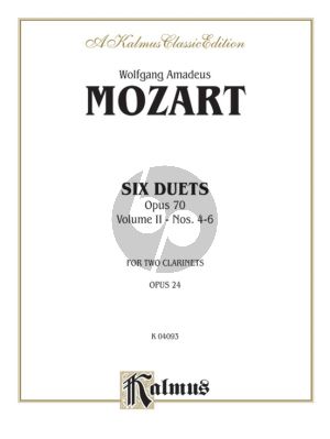 Mozart 6 Duets Op.70 Vol.2 for 2 Clarinets