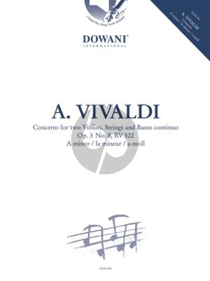 Vivaldi Concerto a-minor Op.3 No.8 RV 522 2 Violins-Strings-Bc for Violin and Piano Book with Cd (Dowani 3 Tempi Play-Along)