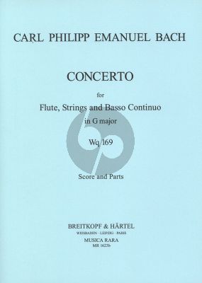 Bach Concerto G major WQ 169 for Flute Strings and Bc Score and Parts (edited by David Lasocki)