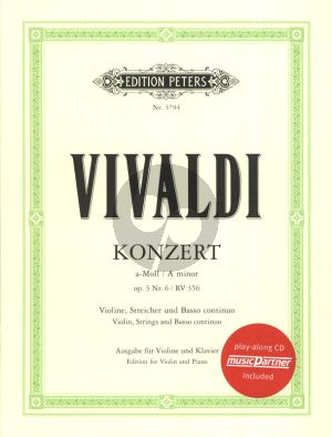 Vivaldi Konzert a-Moll Op.3 No.6 RV 356 Violine und Klavier Buch mit Cd (Kuchler/Klengel)