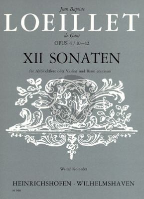 LOeillet 12 Sonaten Op.4 Vol.4 (No.10-12) Altblockflöte[Oboe/Violine]-Bc (Walter Kolneder)