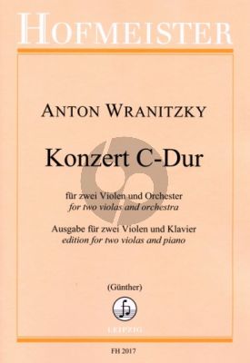 Wranitzky Konzert C-dur 2 Violen-Orchester (Klavierauszug) (herausg. Paul Gunther)