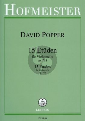 Popper 15 Etuden Op. 76 Vol. 1 fur Violoncello (mit Begleitung eines 2. Violoncellos [ad libitum]) (Hofmeister)