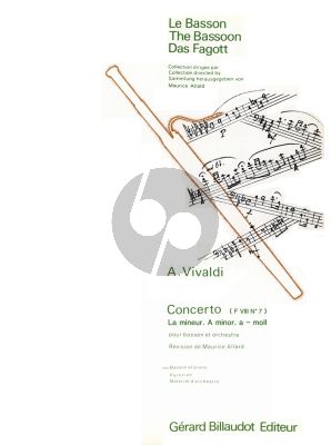 Vivaldi Concerto a-minor RV 497 F.VIII No.7 for Bassoon and Piano (Reduction Maurice Allard)