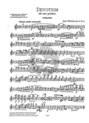 Sibelius Devotion Op. 77 No. 2 Violin and Piano