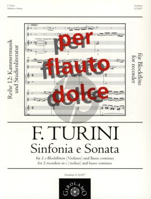 Turini Sinfonia e Sonata 2 Violins or Descant Recorders and BC (Score/Parts) (edited by Franz Müller-Busch)