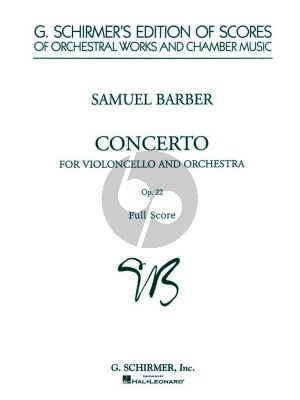 Barber Concerto Op.22 Cello and Orchestra (Full Score)