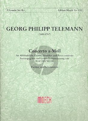 Telemann Konzert a-moll TWV 52:a1 Altblockflöte-Gambe-Streicher-Bc (Partitur/Stimmen) (Hechler)