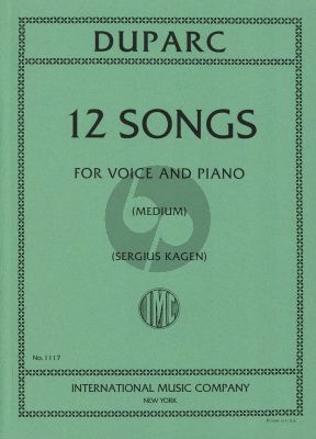 Duparc 12 Songs Medium Voice (Sergius Kagen)