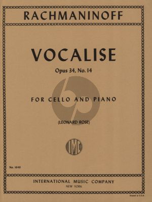 Rachmaninoff Vocalise Op.34 No.14 Violoncello-Piano (Edited by Leonard Rose)