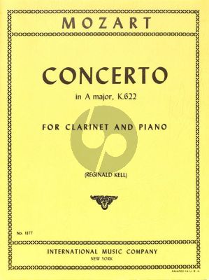 Mozart Concerto KV 622 for Clarinet in A and Piano (Edited by Reginald Kell)