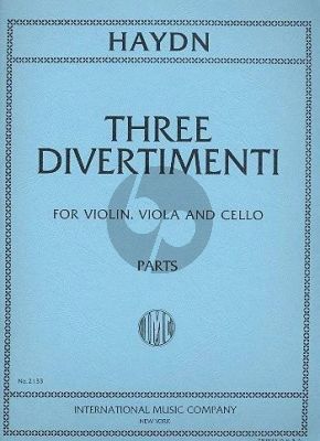 Haydn 3 Divertimenti for Violin, Viola and Violoncello Parts