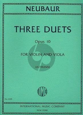 Neubauer 3 Duets Op.10 Violin and Viola (Wilhelm Altmann)
