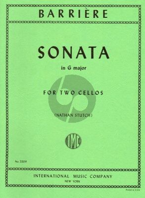 Barriere Sonata G-major 2 Violoncellos (Nathan Stutch)