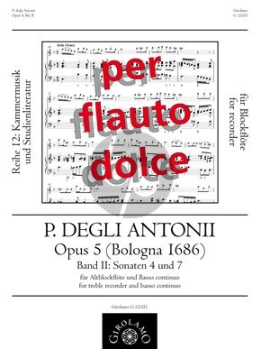 Antonii Sonaten Op.5 Vol.2 Sonaten No 4 & 7 (Bologna 1686) Altblfl.-Bc