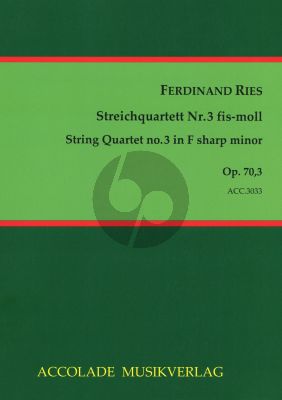 Ries Quartet Op.70 No.3 f-sharp minor 2 Violins-Viola and Violoncello (Score/Parts) (Jurgen Schmidt)