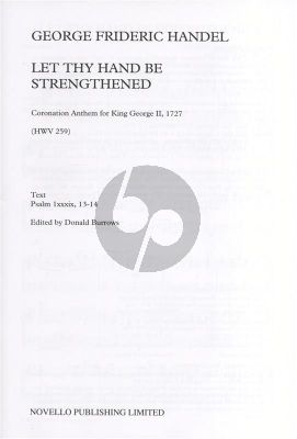Handel Let thy Hand be Strengthened SAATB or SATB Vocalscore (Edited by Donald Burrows)